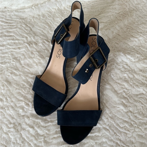 Sole Society SO Missy Ankle Wrap Blue Open-Toe Blue Heels - Picture 3 of 7